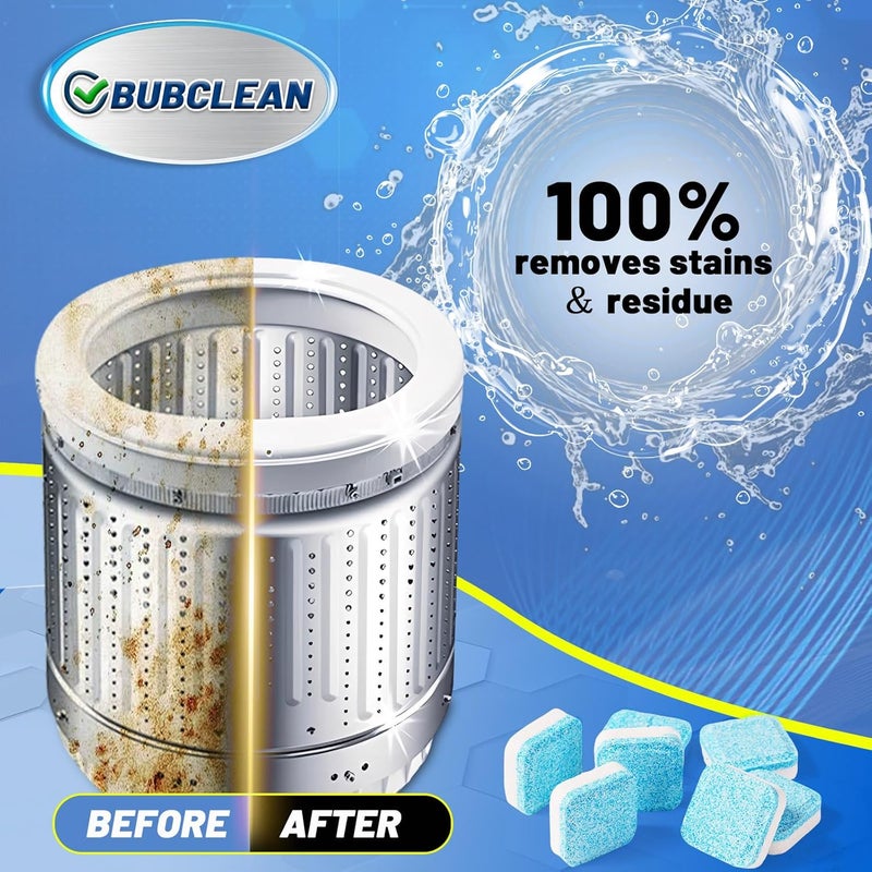 BUBCLEAN 24 pack Washing Machine Cleaner Descaler, Deep Cleaning Tablets for Front Loader, Top Load & HE Washer, Septic Safe Odor & Water Buildup Removal, Clean Drum & Laundry Tub Seal - Image 3